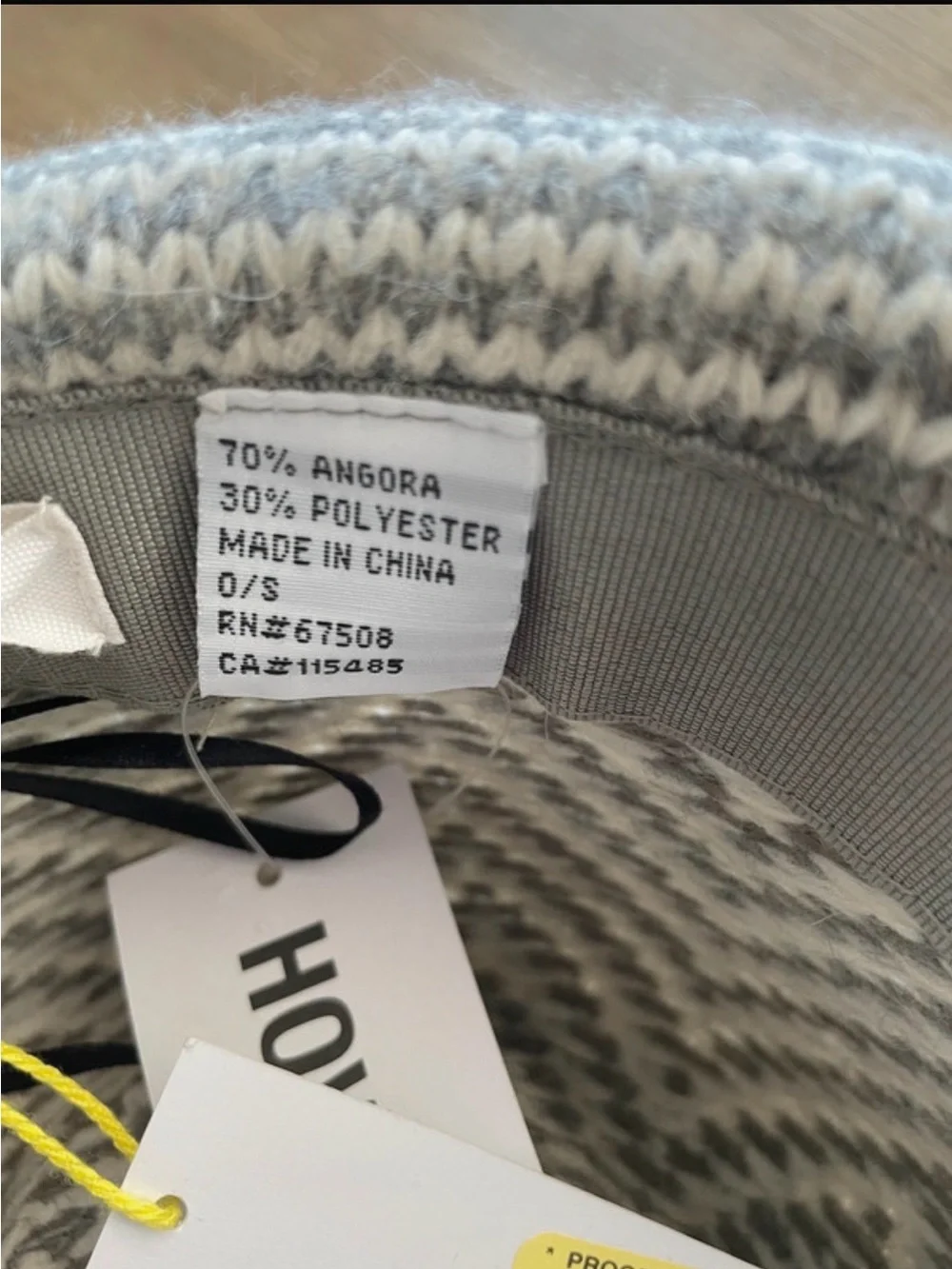 Textured Chevron Wool Fedora Hat in Gray and Cream
